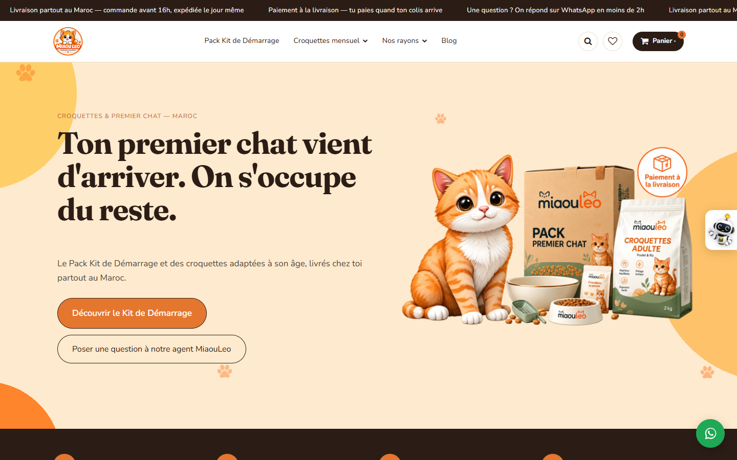 Accueil de la boutique Miaouleo, créée avec SimWebShop