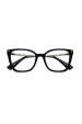  Monture Optique Œil-de-Chat Noire Filigranée Or