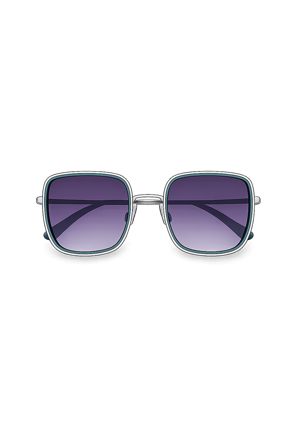 Solaires Carrées Bicolores Turquoise & Argent