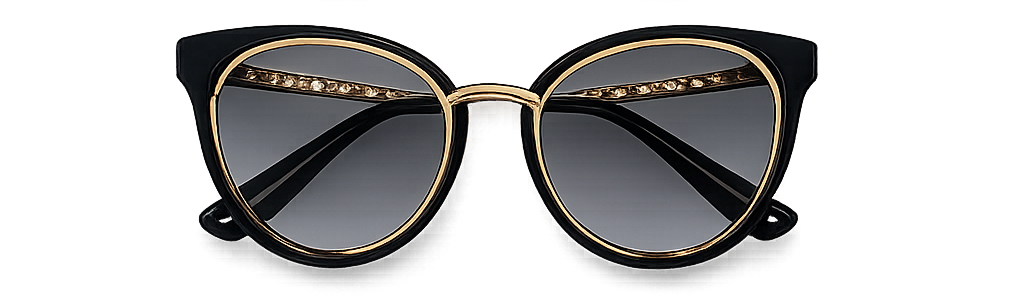 Solaires Papillon Noir & Or à Strass
