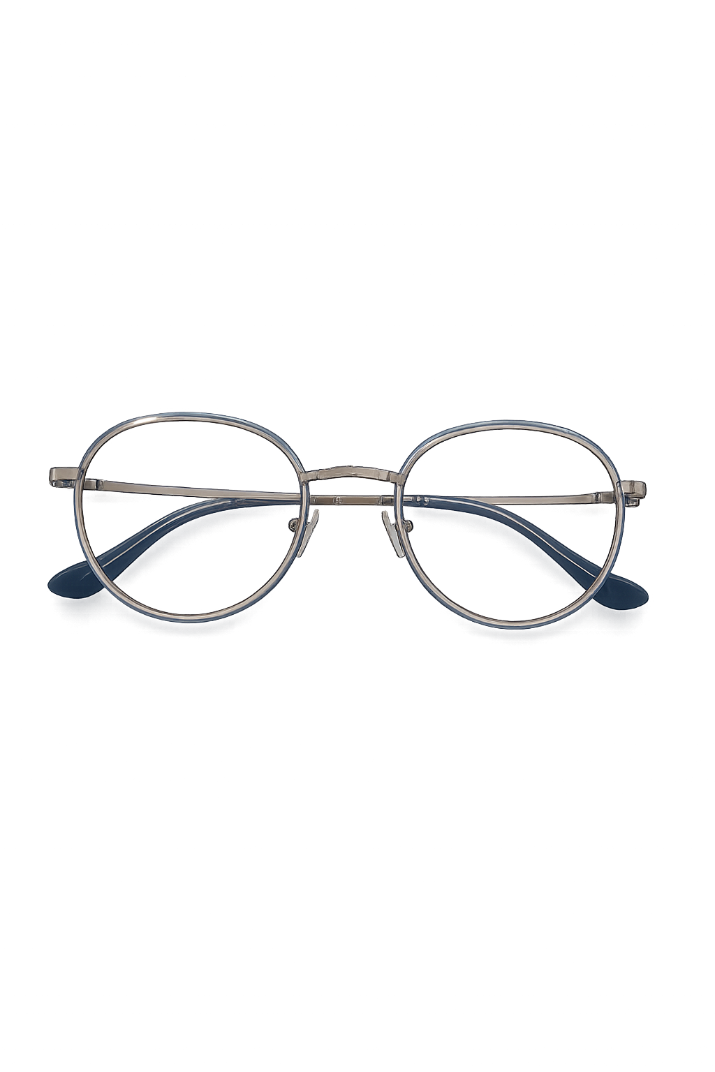 Monture Optique Ronde Métal Gris-Bleu