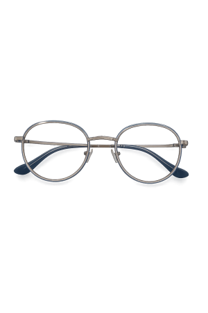 Monture Optique Ronde Métal Gris-Bleu