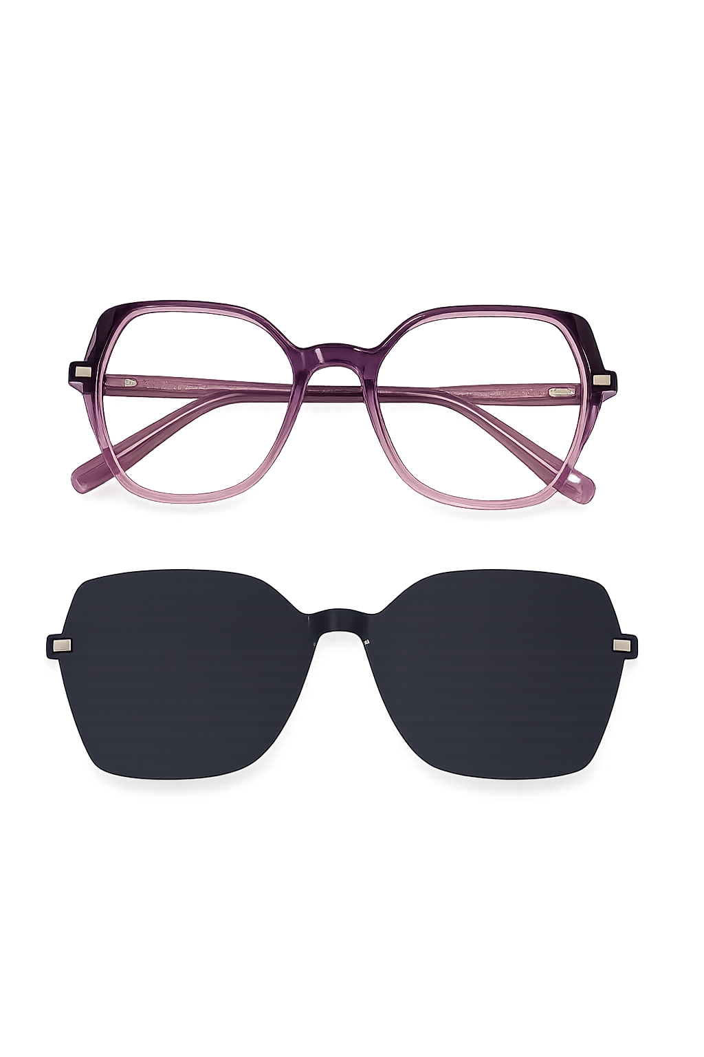 Monture 2-en-1 Papillon Violet Dégradé + Clip Solaire Magnétique