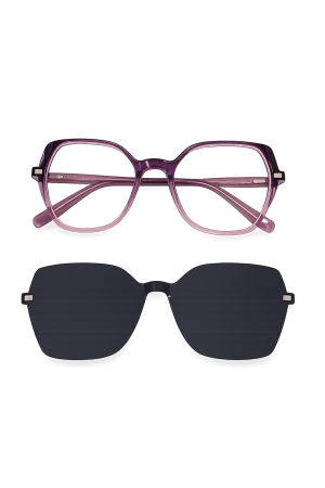 Monture 2-en-1 Papillon Violet Dégradé + Clip Solaire Magnétique