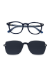 Monture 2-en-1 Ronde Bleu Marine + Clip Solaire Magnétique