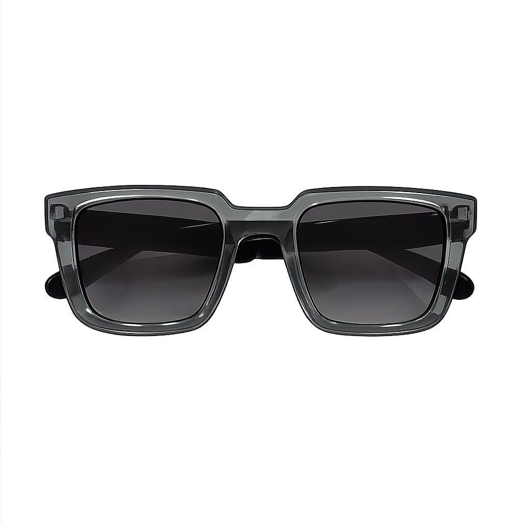  Lunettes de Soleil Carrées Grises Translucides Épaisses