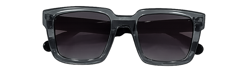  Lunettes de Soleil Carrées Grises Translucides Épaisses