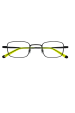  Monture Optique Rectangulaire Noire à Branches Jaune Fluo