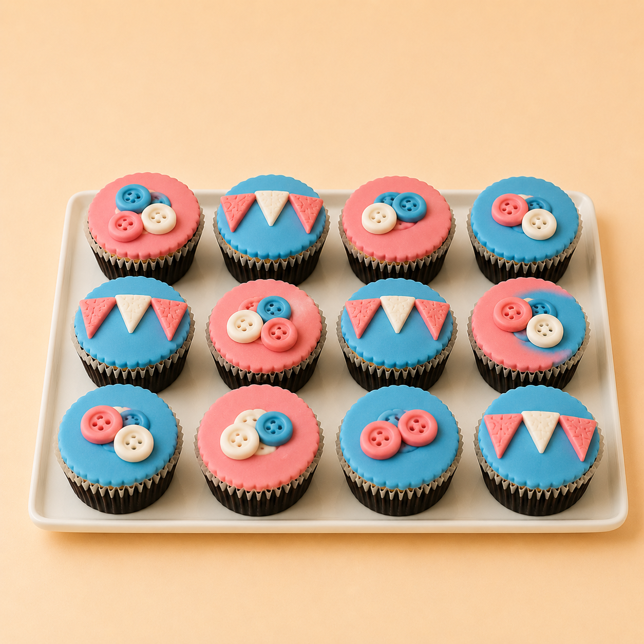 Cupcakes Fondant Drapeaux & Boutons
