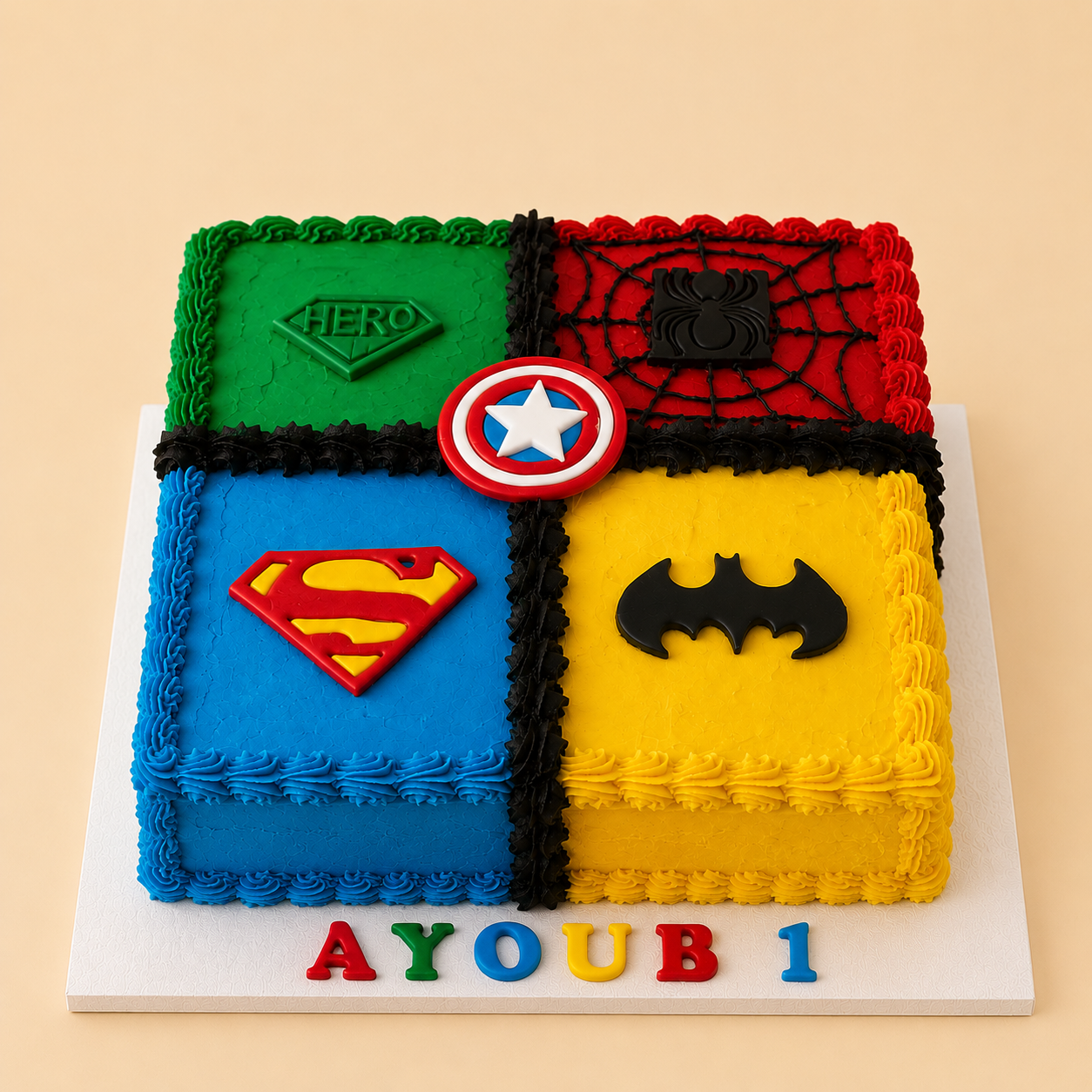 Gâteau Carré Super Héros
