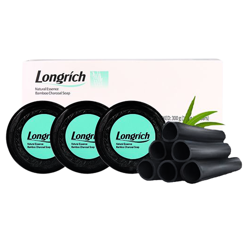 LONGRICH Pack De 3 Savons A Base De Charbon De Bambou