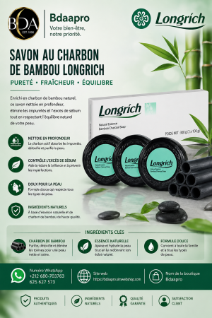 LONGRICH Pack De 3 Savons A Base De Charbon De Bambou