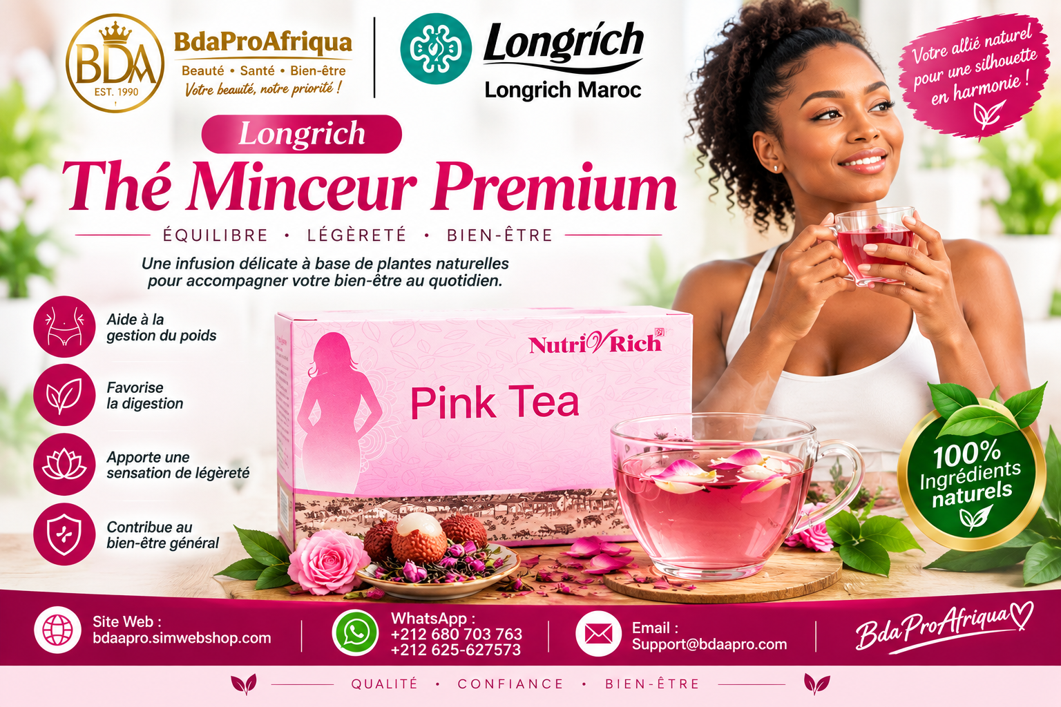 Longrich – Thé Minceur Pink Tea 45 g