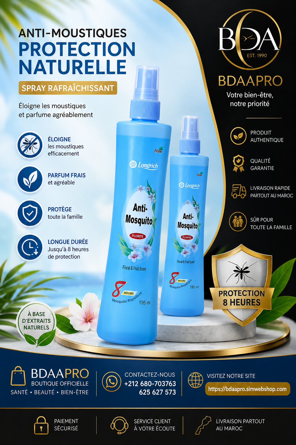 LONGRICH EAU DE TOILETTE FLORALE ANTI-MOUSTIQUE