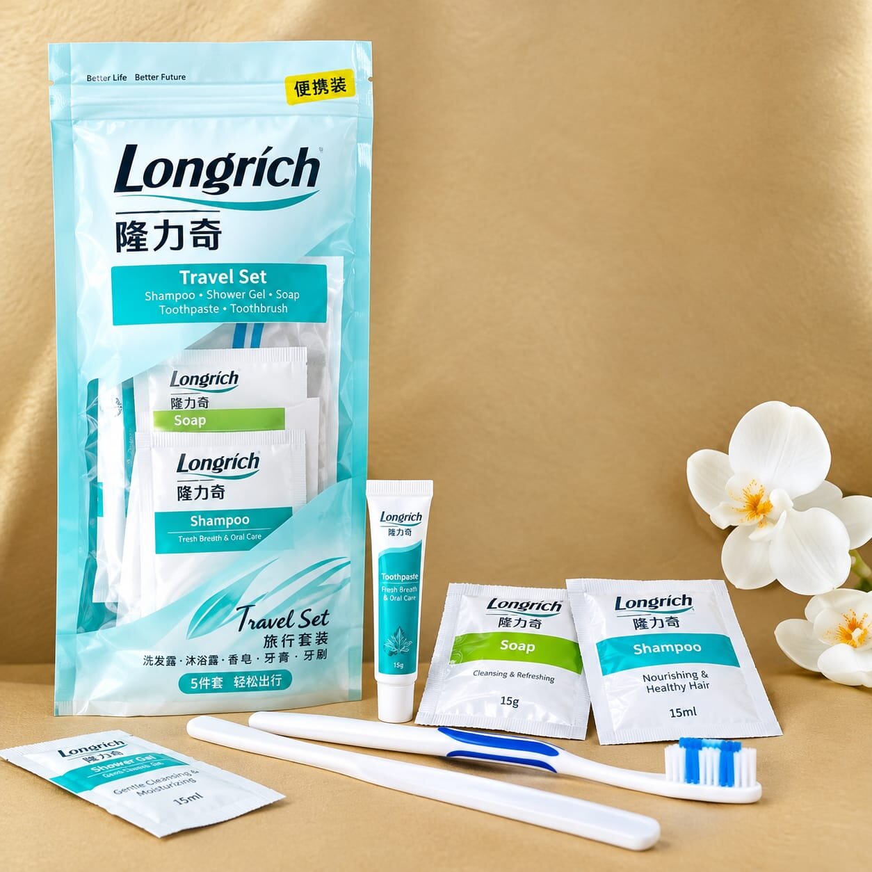 Longrich Travel Size Toiletries—kit de voyage 5 produits 