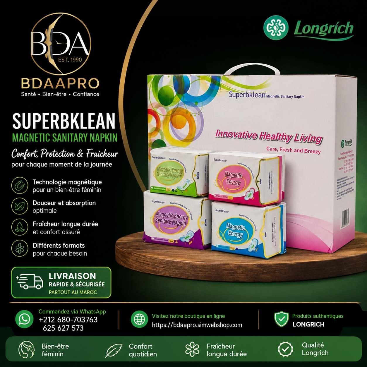 Serviettes Hygiéniques Longrich / Superbklean Magnetic Energy Sanitary Napkin