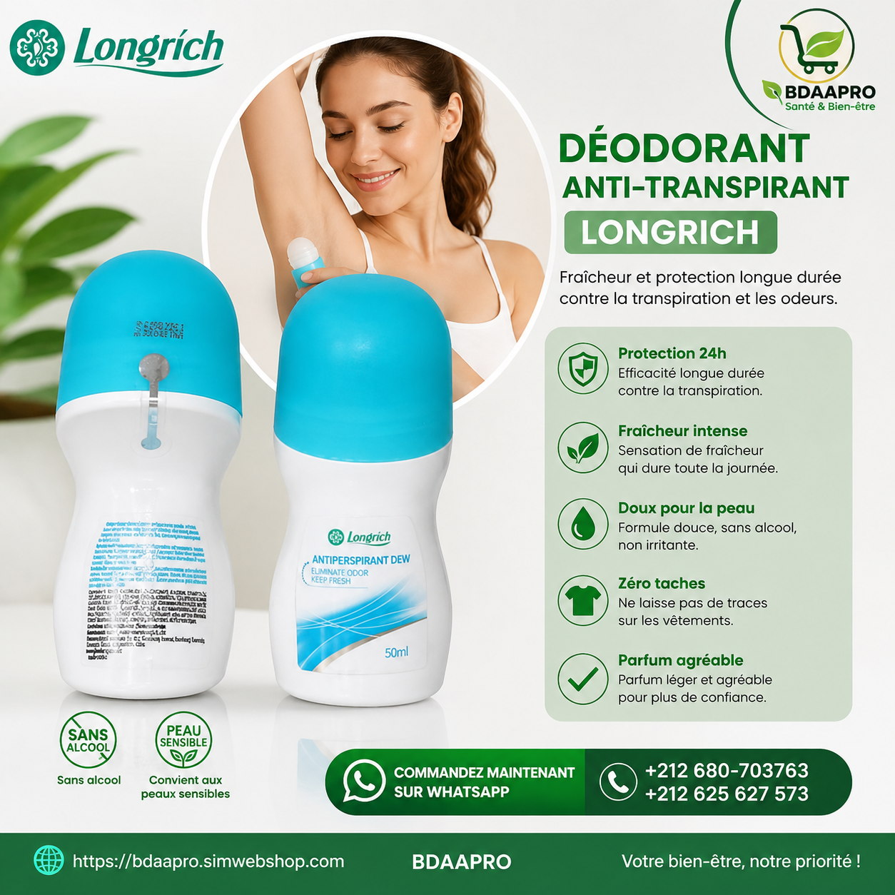 Longrich – Déodorant Anti-Transpirant Roll-On