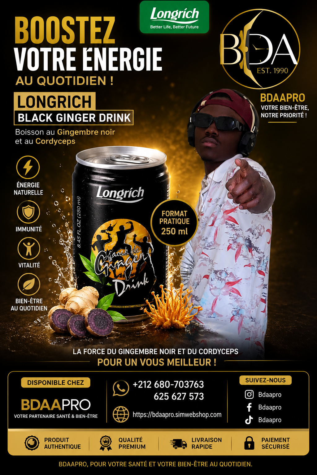    Longrich Black Ginger – Boisson 250 ml