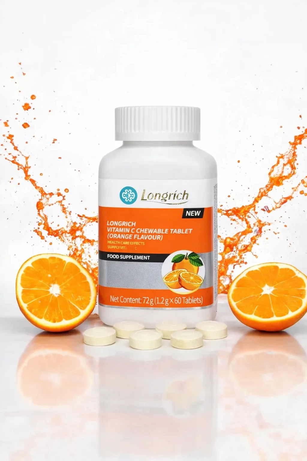 Longrich – Vitamine C 213 mg, Comprimés à Croquer – 60 comprimés