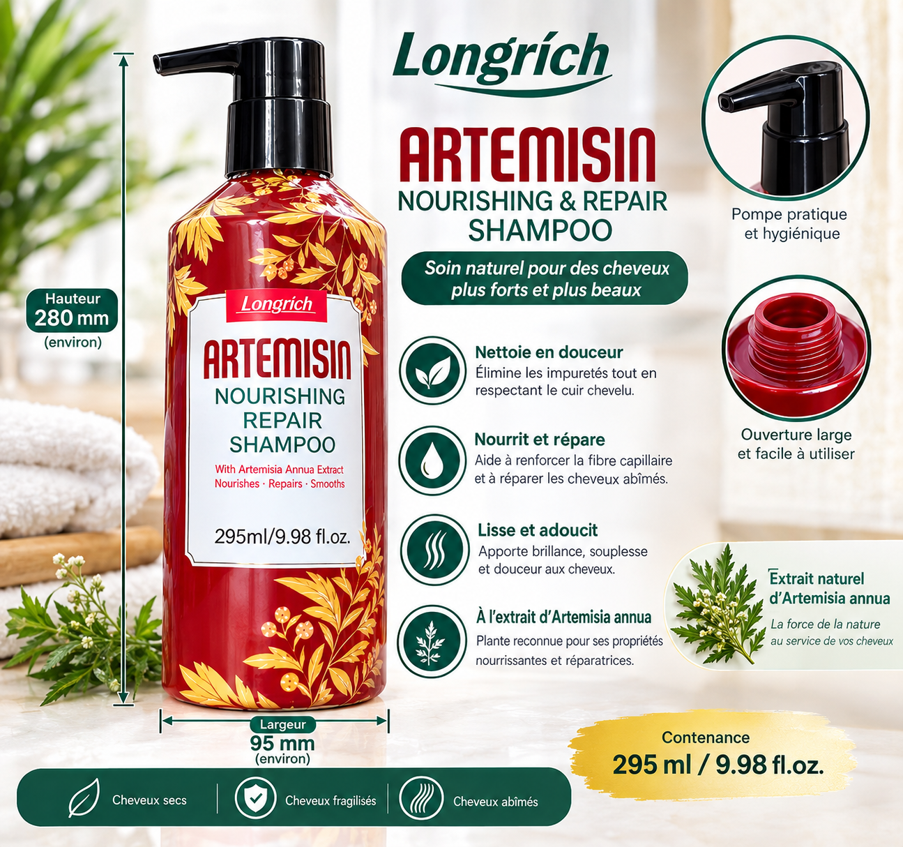 Longrich Artemisin – Shampooing Nourrissant & Réparateur