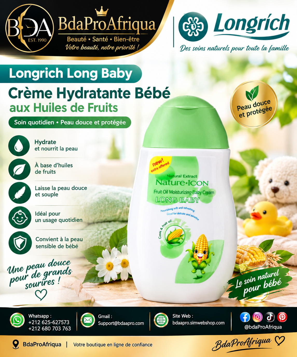 Longrich Long Baby – Crème Hydratante Bébé aux Huiles de Fruits