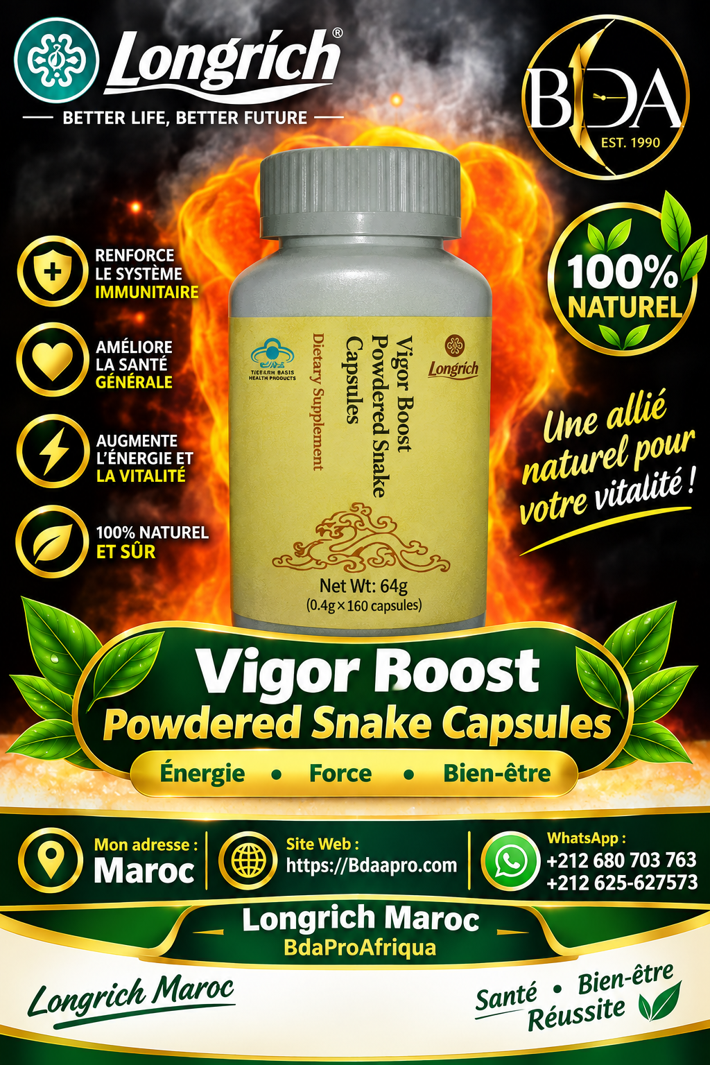   Pure Snake Powder Longrich – Complément alimentaire en capsules