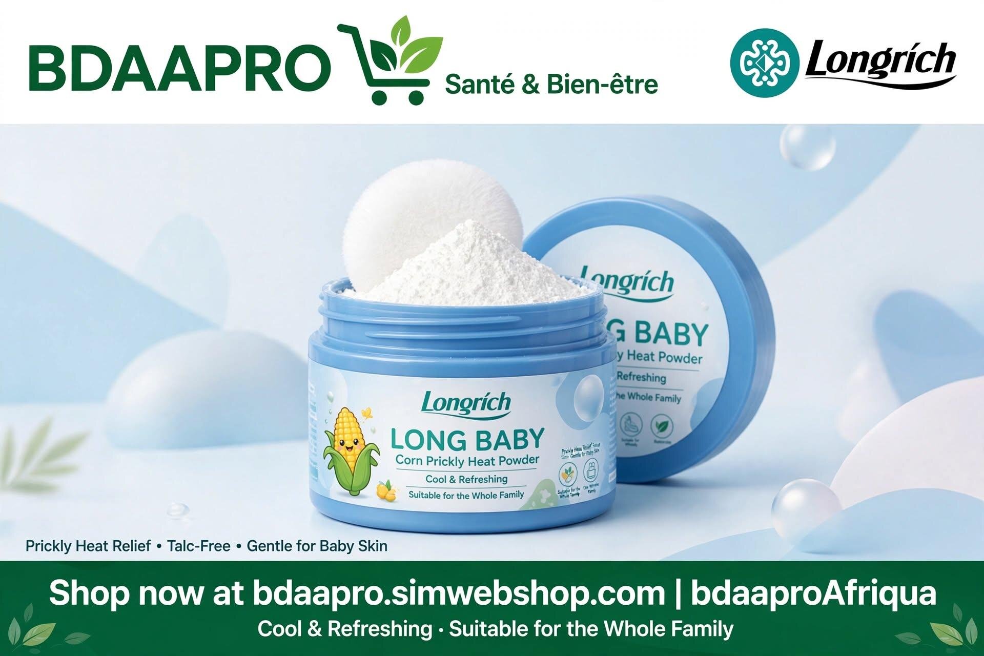 Longrich Long Baby – Poudre Bébé à l’Essence de Maïs 160 g
