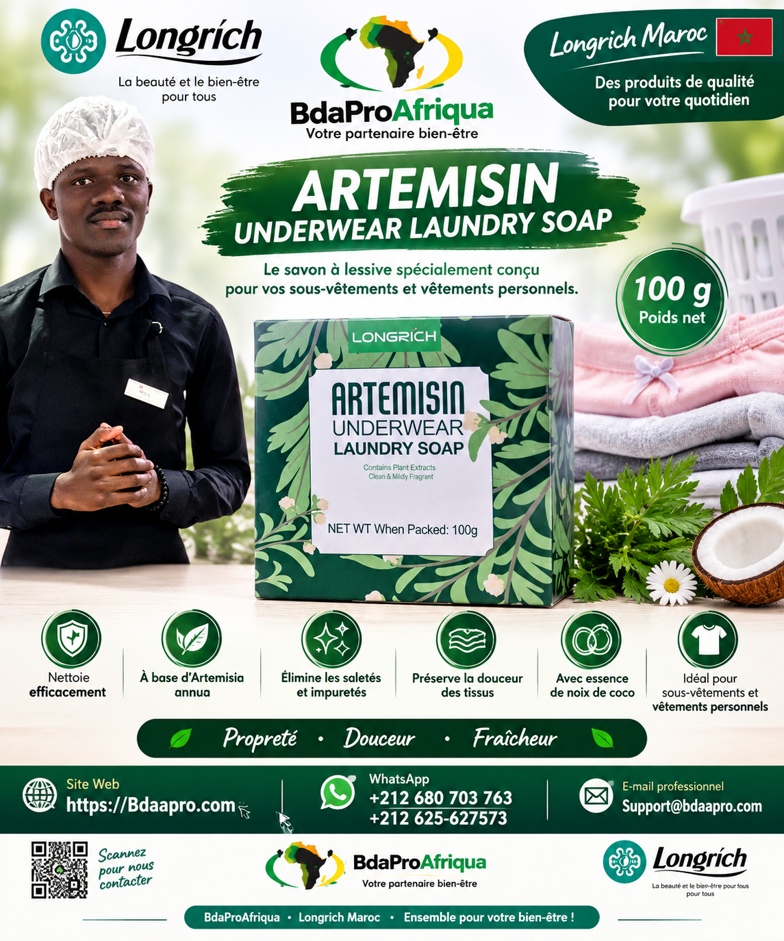 Longrich Artemisin – Savon à Lessive pour Sous-Vêtements