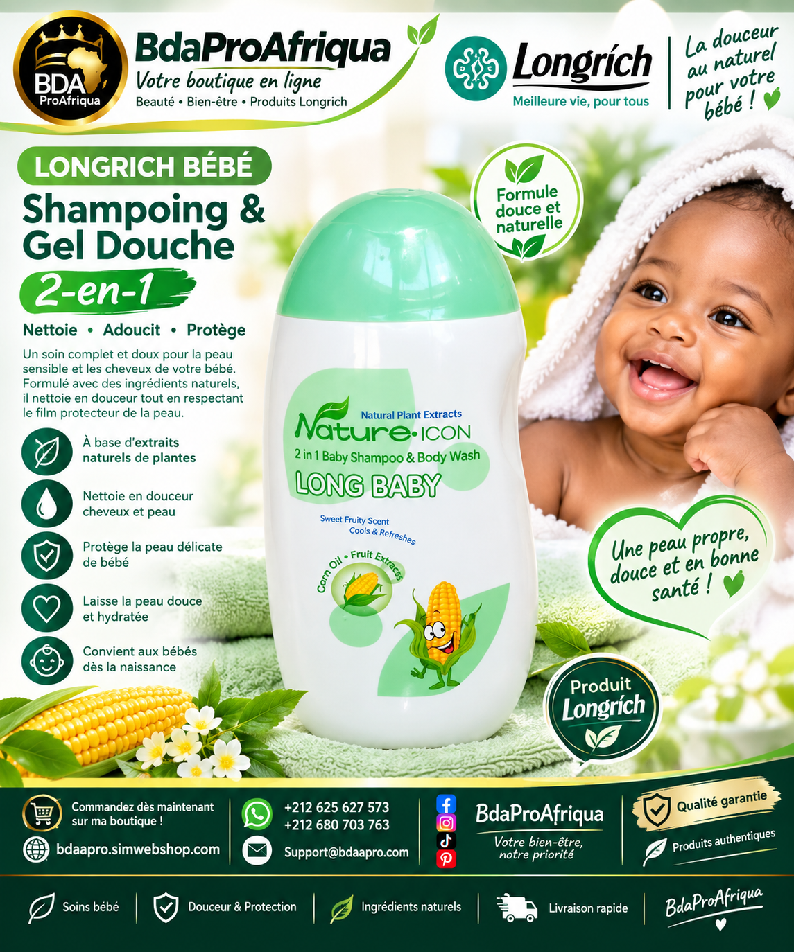 Longrich Bébé – Shampoing & Gel Douche 2-en-1