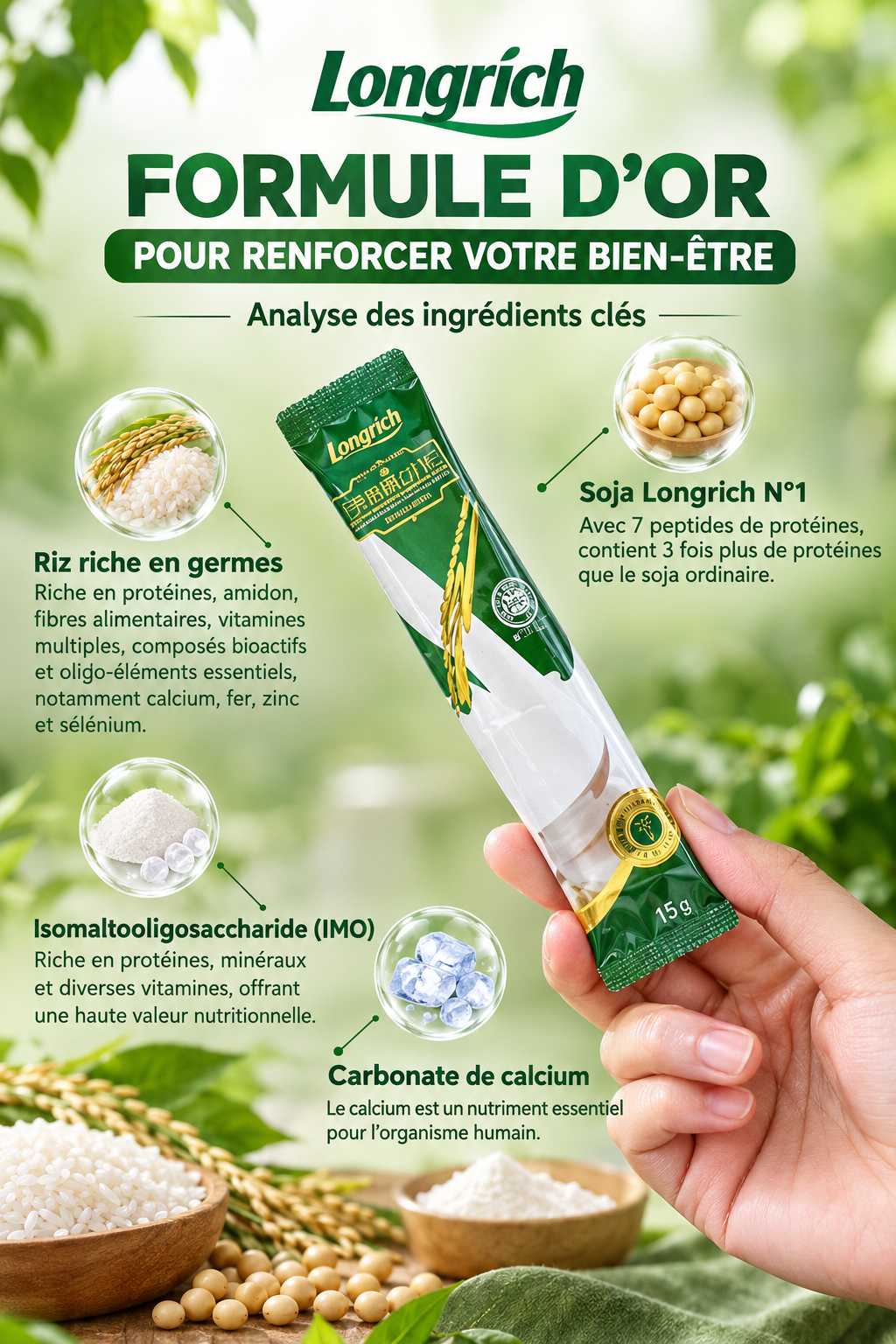 Longrich Prebiotic Soy Powder – Poudre de Soja Prébiotique au Calcium & Multivitamines
