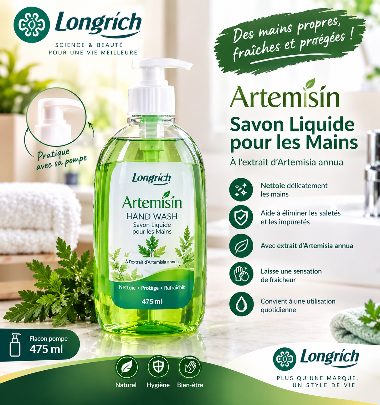 Longrich Artemisin – Savon Liquide pour les Mains