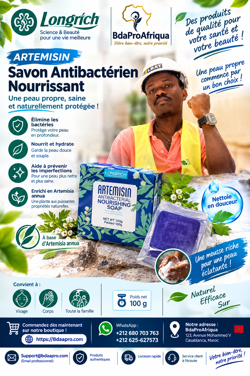 Longrich Artemisin – Savon Antibactérien Nourrissant