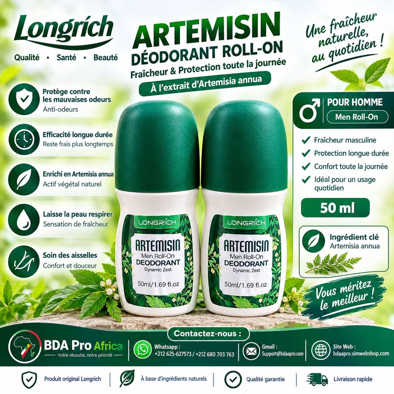 Longrich Artemisin – Déodorant Roll-On Homme