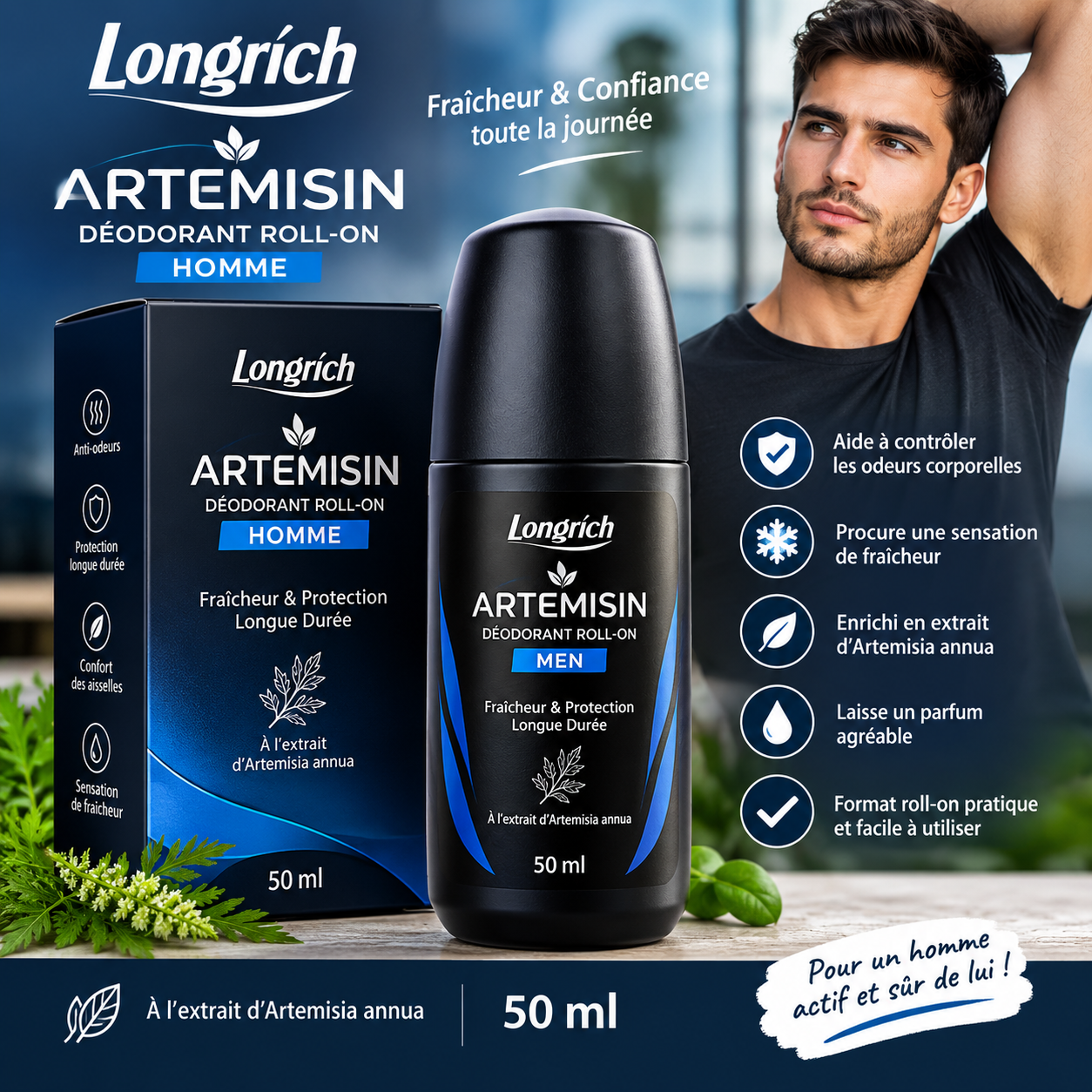 Longrich Artemisin – Déodorant Roll-On Homme