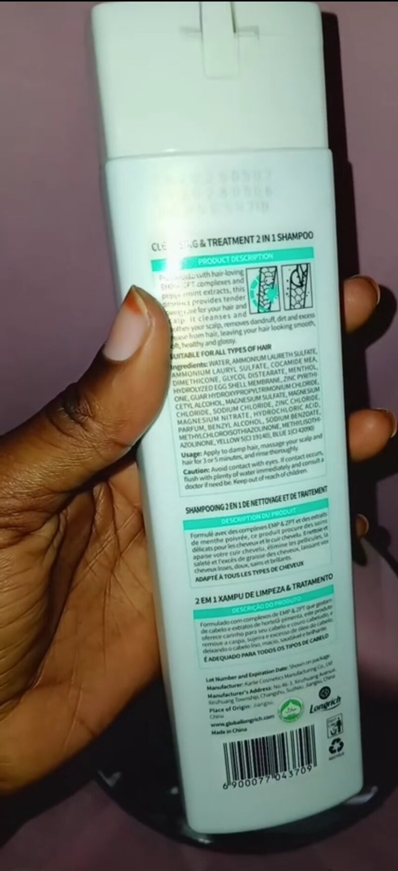 Longrich Cleansing & Treatment – Shampoing 2 en 1 Antipelliculaire – 300 ml