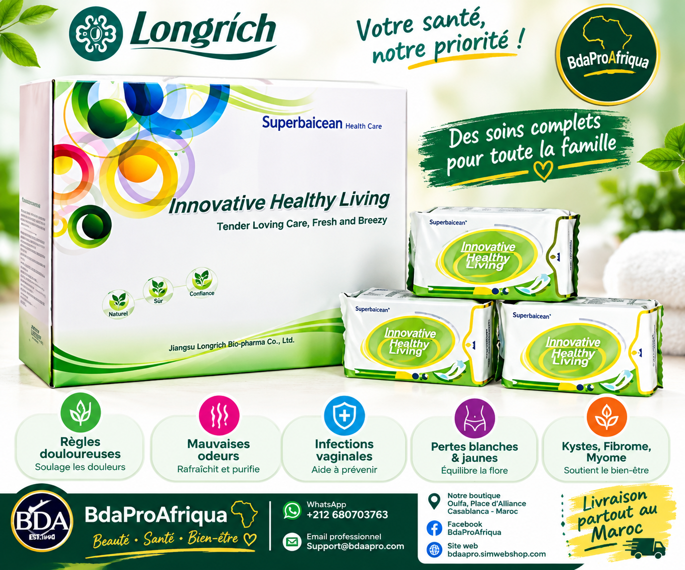 Longrich Supeklean – Protège-Slips Magnétiques Féminins