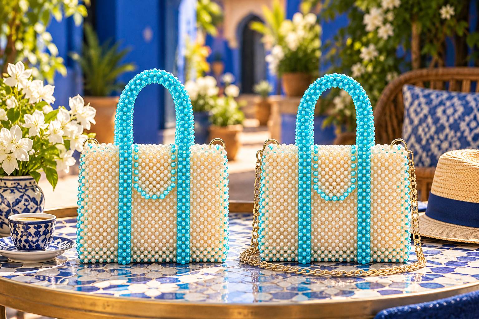 Sac à Main Majorelle Blanc Lagon